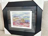 Full view of framed lithograph with protective corners