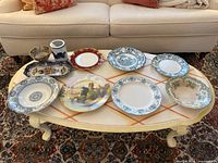 Overview of all dinnerware items on coffee table