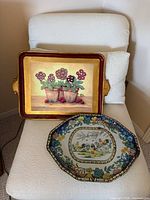 Both trays displayed: wooden Vietri tray and tin Daher tray