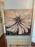 Front view of square floral canvas wall art