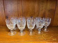 Front view of all nine Waterford Colleen glasses