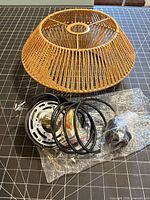 overall view of rattan shade and hardware