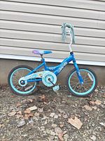 Left side view of entire Frozen-themed kids bicycle