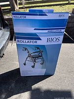 Retail box showing BIOS Diagnostics rollator walker