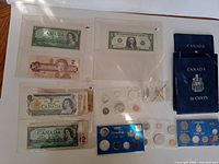 overview of coin sets, albums and banknotes