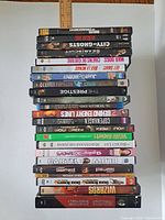 Full stack of DVDs measured with ruler