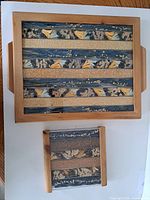 Overall view of tray and trivet showing design and materials