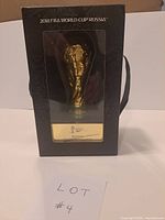 Front of boxed 2018 FIFA World Cup Russia trophy replica