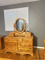 front view of dresser with mirror attached