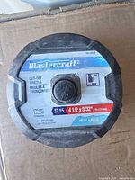 Top view of Mastercraft cut-off wheels package showing label with size and quantity
