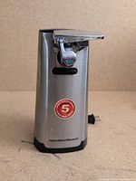 Front view of stainless steel Hamilton Beach electric can opener