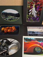 All six matted photo prints laid out