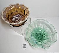 Top view of both bowls showing shapes, colors, interior details