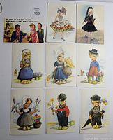 All nine postcards laid out for overview