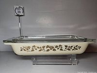 Side view showing Golden Acorn pattern and lid fitted