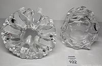 Bel Mondo ashtray underside and Thornglass vase side view