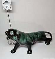 Left-front view of ceramic panther figurine