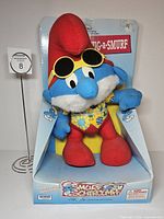 Front view of boxed Papa Smurf plush