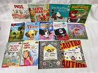 Group shot of all children’s books laid out