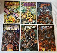 Six comics laid out: Regulators #1–2, Ripclaw #1–3 and Special