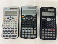 Front view of all three calculators side by side