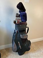 Full view of Ogio Pivot bag with clubs inserted