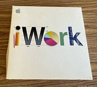 Front of Apple iWork '09 retail sleeve showing graphic