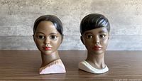 Front view of both chalkware bust figurines