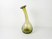 Front view of olive green gooseneck vase