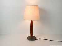 Full view of lamp with shade, cord visible