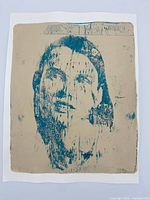 Full view of unsigned acrylic portrait on paper