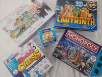 Group shot of all five board games