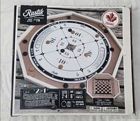 Retail box showing Rustik 2-in-1 Crokinole board