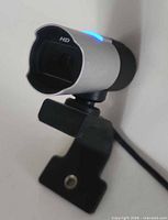 Front view of Microsoft LifeCam Studio webcam on clip mount