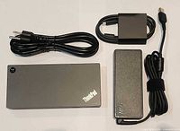 Dock, power adapter, AC cord, USB-C cable overview