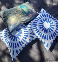 All three pillows arranged to show patterns and sizes
