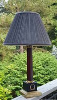 Full view of lamp with shade showing overall design and proportion