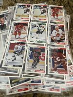Spread of Score NHL hockey cards showing various players and teams
