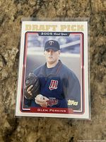 Front view of Glen Perkins 2005 Topps Draft Pick rookie card in sleeve