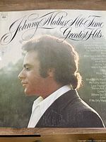 Front cover of Johnny Mathis All-Time Greatest Hits LP showing artist photo and track list