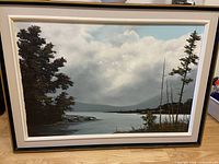 Full view of framed landscape painting