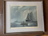 Full view of framed print showing image, mat and frame