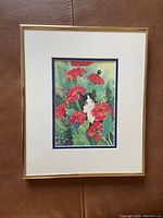 Full view of framed painting with mat and frame