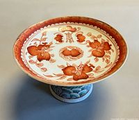 Top view showing interior iron-red floral design and central Chinese character