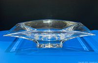 Top angle of clear crystal bowl showing overall shape
