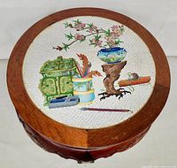 Top view showing cloisonné panel and wood border