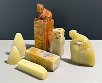 All seven Chinese stone seals grouped