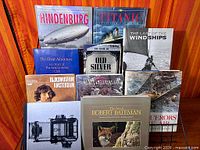 All ten books on wire rack