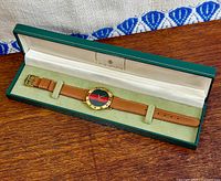 Watch in open Gucci box, dial and strap visible