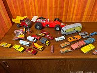 Wide shot of all vehicles on tabletop